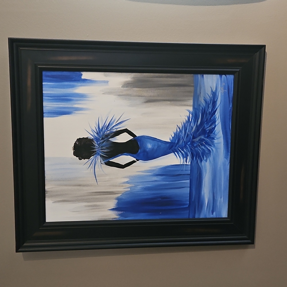 Framed Painting Lady Silouette in Blue